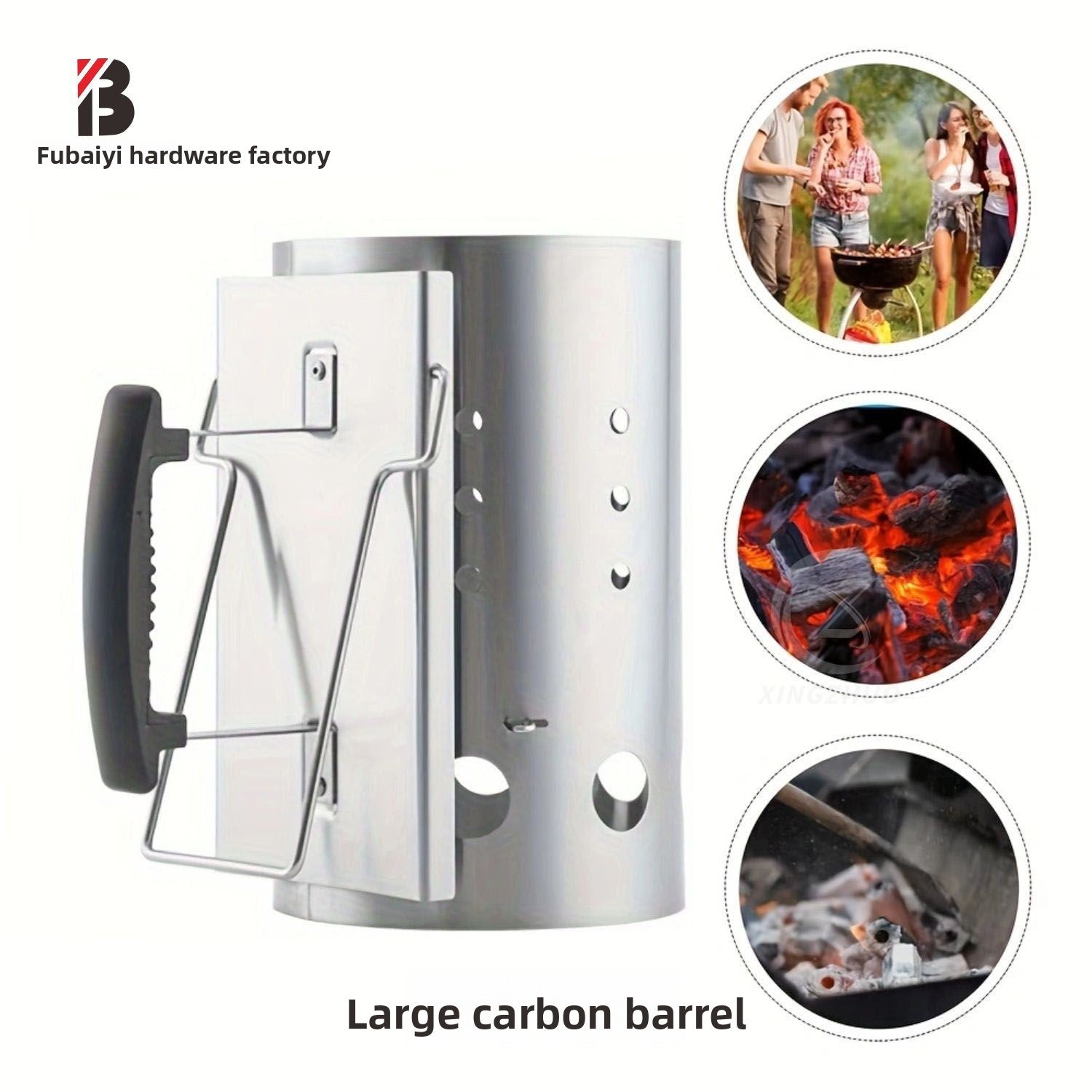 Portable Stainless Steel Fire Bucket for Outdoor BBQ